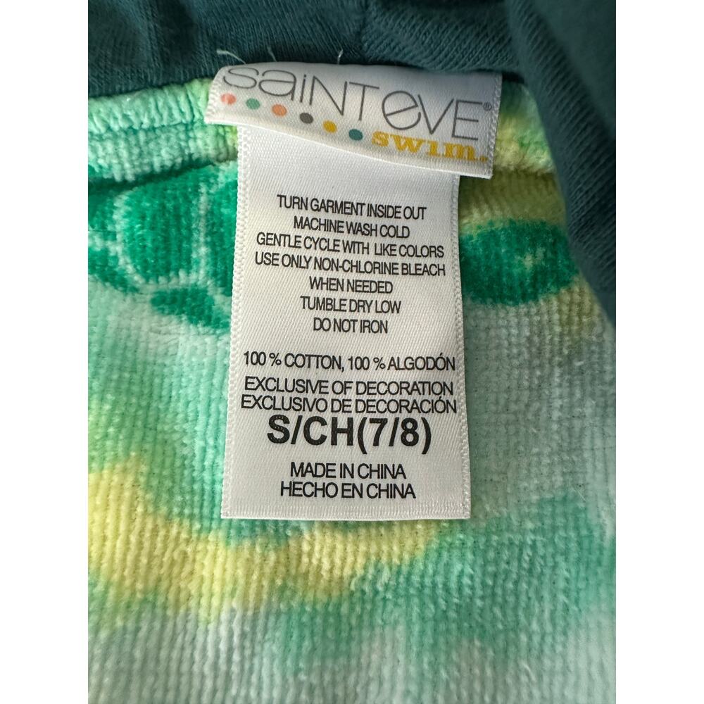 Saint Eve Swim Small 7/8 Green Turtle Print Bathrobe Robe Swim Cover Up - Picture 4 of 9